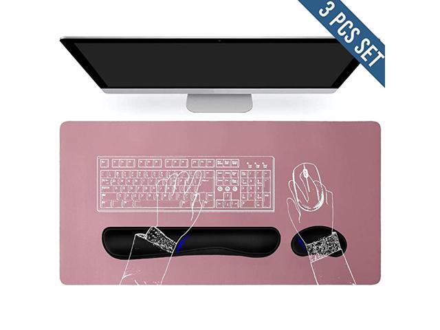 Pads and Mouse Keyboard Wrist Rest SetLarge Leather Mouse Pad SupportKeyboard and Mouse Wrist RestsErgonomic Mousepads with Memory Foam for