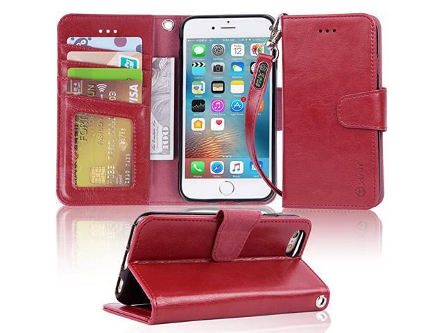 Case for iPhone 6s iPhone 6 Premium PU Leather Wallet case Wrist Strap Flip Folio Kickstand Feature with IDCredit Card Pockets for iPhone 6s 6 47