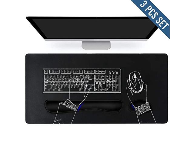 Pads and Mouse Keyboard Wrist Rest SetLarge Leather Mouse Pad SupportKeyboard and Mouse Wrist RestsErgonomic Mousepads with Memory Foam for