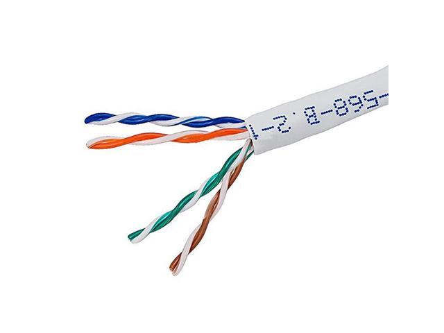 1000FT 24AWG Cat5e 350MHz UTP Solid Riser Rated CMR Bulk Ethernet Bare Copper Cable White