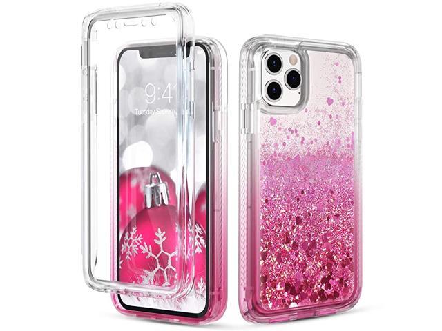 Case for iPhone 11 Pro Max Built in Screen Protector Quicksand Bling Liquid Glitter Clear Full Body Protection Rugged TPU Bumper Heavy Duty