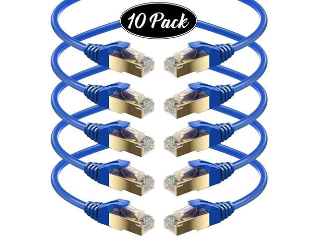 Ethernet Cable 5FT 10PK RJ45 Connector High Speed Double Shielded STP 10 Gigabit 600MHz Cat 7 Premium High Speed Patch Cable Internet Cable Network