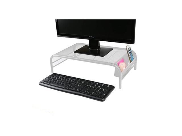 MESHMWHT Monitor Stand Metal Mesh Riser Desk Organizer White