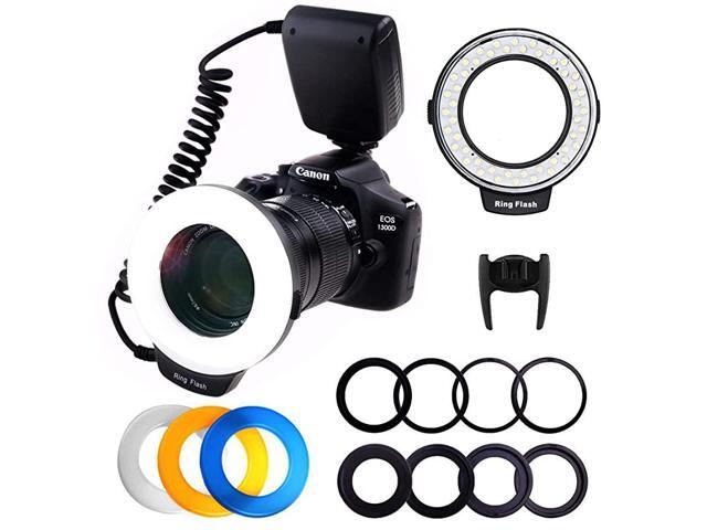 Flash Light with LCD Display Adapter Rings and Flash DiffUsers Works with Canon Nikon and Other DSLR Cameras