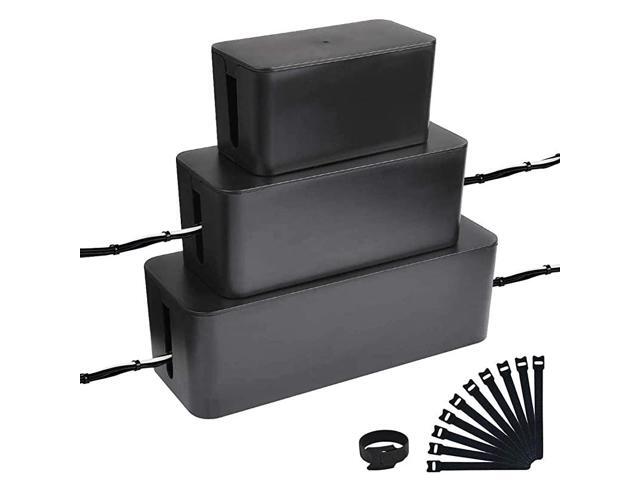 Cable Management Box Cable Organizer For Cable and Cord Management Storage and Holder to Cover and Hide Power Strips Cords black 3 set