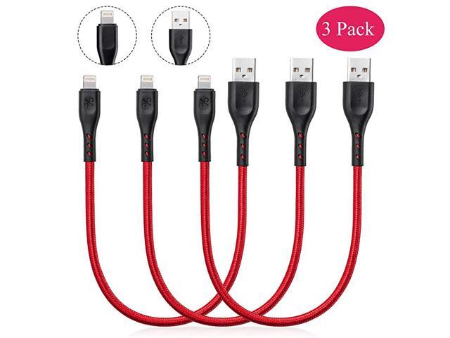 MFi Certified Short 1Ft iPhone Charging Cable 3 Pack 1 Feet Lightning Cable Certified Nylon Braided Fast Charger Cord Compatible with iPhone XR X 8