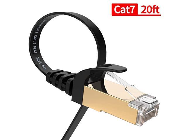 Cat7 Ethernet Cable 20 ft CAT 7 Internet Network Cable Flat LAN Cables with RJ45 Connector for Router Modem Gaming Xbox 20ft Black1 Pack