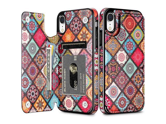 Wallet Case for iPhone XR Slim Protective Case with Credit Card Slot Holder Flip Folio Soft PU Leather Magnetic Closure Cover Case Compatible with