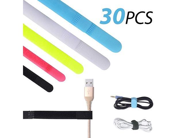 Pack of 30 Reusable Cord Organizer Keeper Holder Fastening Cable Ties Straps for Earbud Headphones Phones Electronics Electrical Computer PC Wire