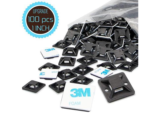 Tie Mount 1inch25mm Black Small Squares Adhesive Mounting 100 Piecesperfect for Wire Clips Management Zip Tie AnchorsDurability Prograde UV Wire