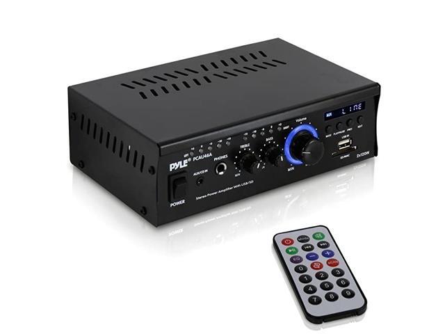 Home Audio Power Amplifier System 2x120W Dual Channel Theater Power Stereo Receiver Box Surround Sound w USB RCA AUX LED Remote 12V Adapter For