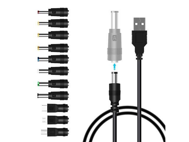 USB to DC Power Cable11 in 1 Universal 5V DC Jack Charging Cable Power Cord with 8 Interchangeable Plugs Connectors Adapter Compatible with