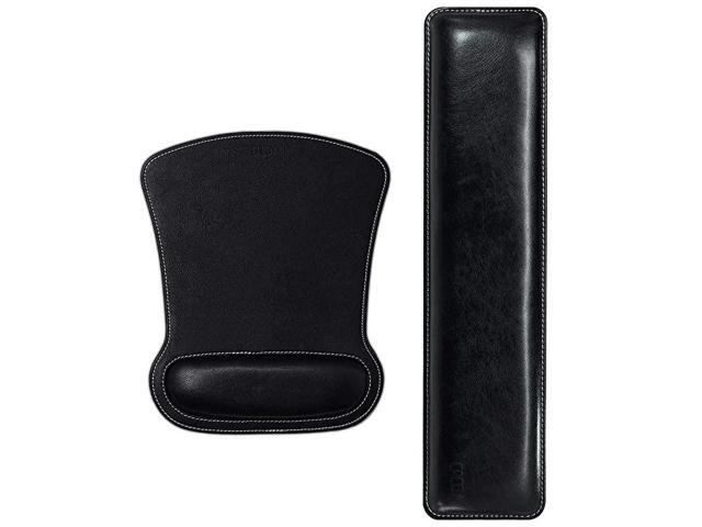 Ergonomic PU Leather Keyboard Wrist Rest and Mouse Pad Wrist Support Set Memory FormFilled and NonSlip Base EasyTyping and Pain Relief Wrist Rest