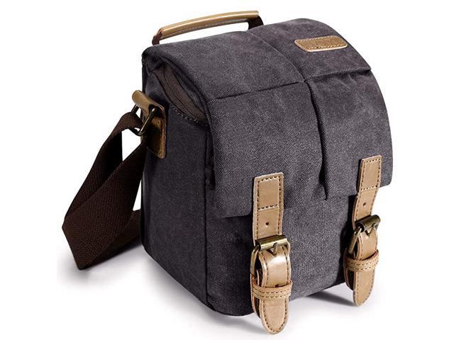 Water Resistant Camera Bag Canvas Leather Trim Camera Messenger Bag