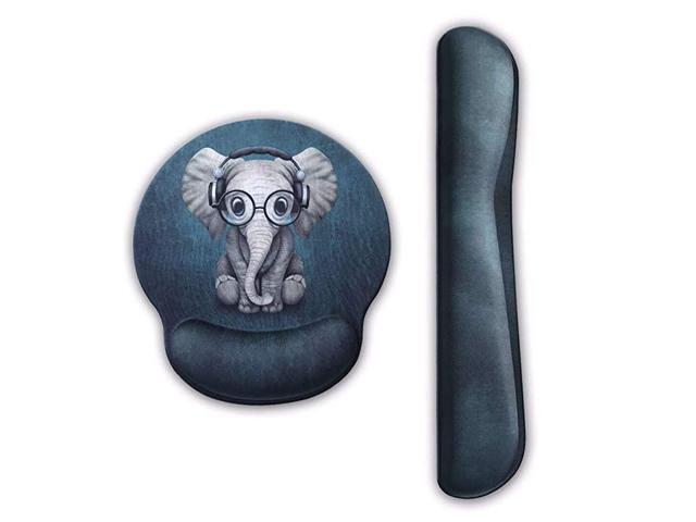 Keyboard Wrist Rest Pad and Mouse Wrist Rest Support Mouse Pad Set Ergonomic Support for Easy Typing Pain Relief Lovely Elephant