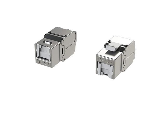 RJ45 Connectors Cat6A 6 Pack Shielded Keystone Jack ZincAlloy Housing Modular Termination 10G Easy Internet Tool Free Jacks for Cat6A up to