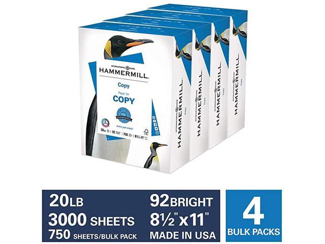 NeweggBusiness - 20lb Copy Paper 85 x 11 4 Bulk Pack 3000 Sheets Made in  USA Sustainably Sourced From American Family Tree Farms 92 Bright Acid Free  Economical Multipurpose Printer Paper 150300C