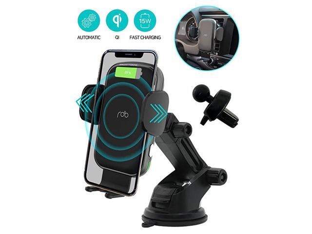 Wireless Car Charger 15W Qi Fast Charging Auto Clamping Mount Windshield Dashboard Air Vent Phone Holder Compatible with iPhone 11 Pro Max XS XR X