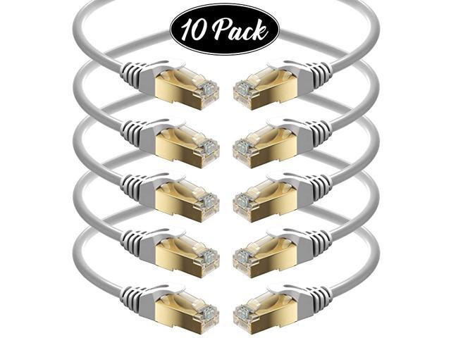 Ethernet Cable 4FT 10PK RJ45 Connector High Speed Double Shielded STP 10 Gigabit 600MHz Cat 7 Premium High Speed Patch Cable Internet Cable Network
