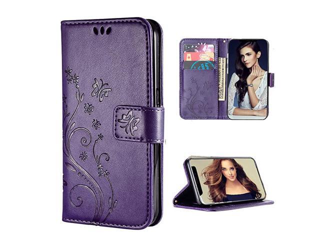 Compatible with iPhone 1161 inch2019 ReleaseWallet Case for Women and Girls with Card Holder Embossed Butterfly Flower Pu Leather Flip case