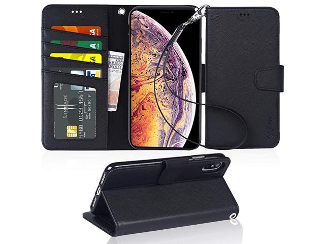 Wallet Case for iPhone Xs Max PU Leather flip case Cover Stand Feature with Wrist Strap and 4Slots IDCredit Cards Pocket for iPhone Xs Max 65 inch