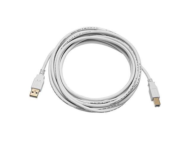 15ft USB 20 A Male to B Male 2824AWG Cable Gold Plated White for Printer Scanner Cable 15M for PC Mac HP Canon Lexmark Epson Dell Xerox Samsung and