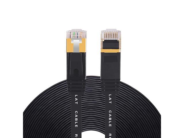 6 Flat Ethernet Cable 200 ft Black Long Internet Cable with rj45 connectors High Speed White LAN Cable with Clips Straps