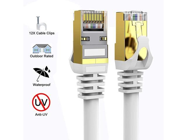 8 Ethernet Cable 150 ft Shielded 26AWG Lastest 40Gbps 2000Mhz SFTP Patch Cord Heavy Duty High Speed 8 LAN Network RJ45 Cable in Wall Outdoor
