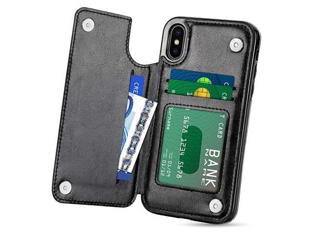Wallet Case for iPhone Xs MAX Slim Protective Case with Credit Card Slot Holder Flip Folio Soft PU Leather Magnetic Closure Cover Case Compatible