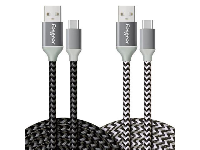 USB to USB C Cable 10ft 2 Pack Long Type C Cable Nylon Braided Fast Charging Compatible with Galaxy Note 8 9 S8S9S10S10+ LG V20G6 and More BlackWhite