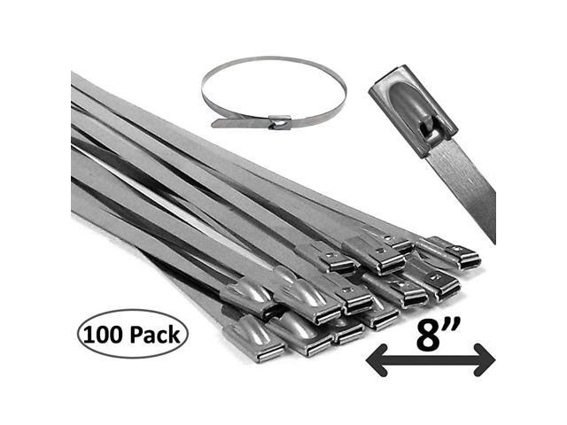 8 Stainless Steel Cable Ties Heavy Duty Metal Locking Zip Ties 100 pieces