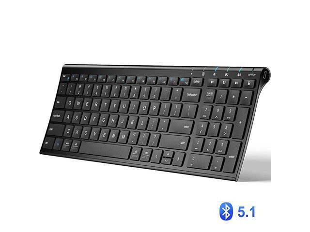 2020 Upgraded BK10 Bluetooth Keyboard Universal Wireless Keyboard Rechargeable Bluetooth 51 Multi Device Keyboard with Number Pad Full Size Stable