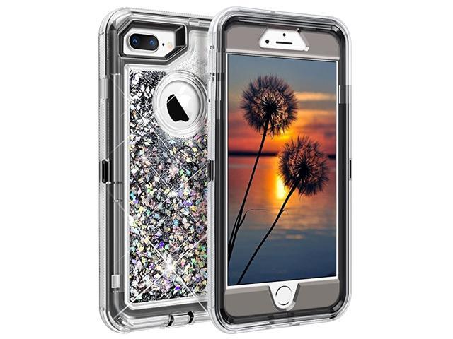 Case for iPhone 8 Plus Case Protective Glitter Case for Women Girls Cute Bling Sparkle 3D Quicksand Heavy Duty Hard Shell Shockproof TPU Case for
