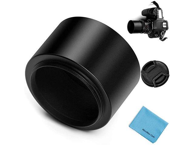 Tele Metal Screwin Lens Hood Sunshade with Centre Pinch Lens Cap for Canon Nikon Sony Pentax Olympus Fuji Sumsung Leica Camera + Cleaning Cloth