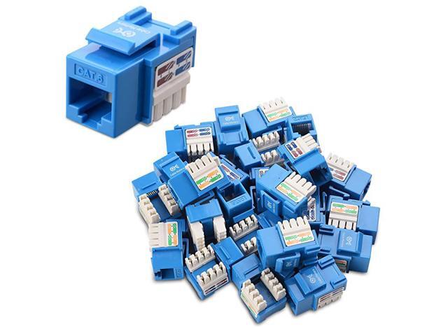 UL Listed 25Pack RJ45 Keystone Jack in Blue with Keystone PunchDown Stand
