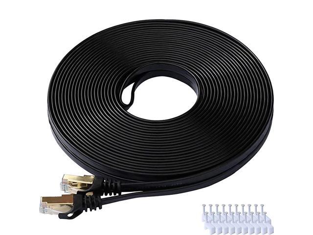 7 Ethernet Cable 40 ft LAN Cable Internet Network Cord for PS4 Xbox Router Modem Gaming Black Flat Shielded 10 Gigabit RJ45 High Speed Computer