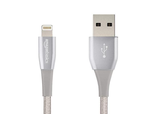 Double Nylon Braided USB A Cable with Lightning Connector Premium Collection MFi Certified Apple iPhone Charger 4 Inch Silver
