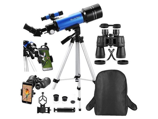 Travel Telescope with Backpack 70mm Refractor Telescope 10X50 HD Binoculars Bak4 Prism FMC Lens for Moon Viewing Bird Watching Sightseeing