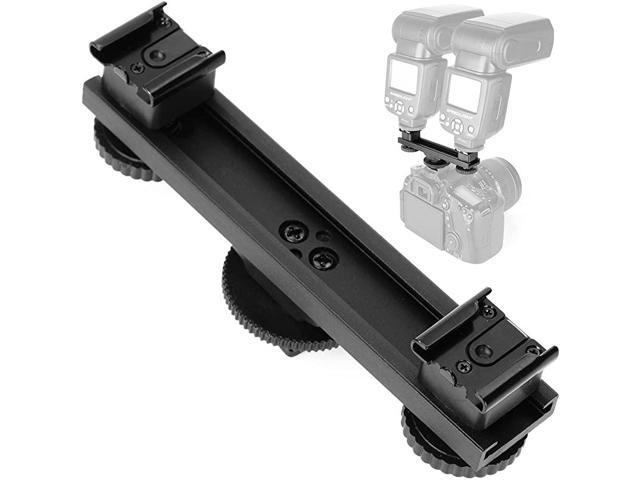 Cold Shoe Extension Bracket Dual Camera Mount Straight Bar Mount Dual Flash Bracket Compatible with Nikon Canon Sony Olympus DSLR Camera Camcorder