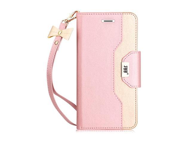 Leather Case with Mirror for iPhone 8 PlusiPhone 7 Plus Leather Wallet Flip Folio Case with Mirror and Wrist Strap for iPhone 8 PlusiPhone 7 Plus
