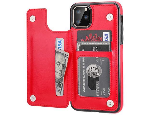 iPhone 11 Pro Max Wallet Case with Card Holder PU Leather Kickstand Card Slots CaseDouble Magnetic Clasp and Durable Shockproof Cover for iPhone 11