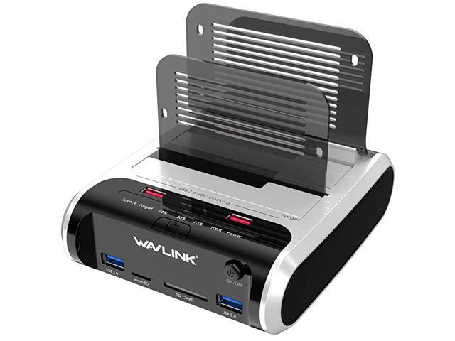 USB 30 to SATA Dual Bay External Hard Drive Docking Station with Offline Clone UASP6Gbps Function 2 USB 30 Port 2 Charging Port SD Micro SD Card