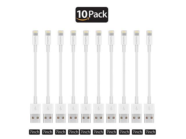 Short Lighting Cable 10 Pack 7Inch iPhone Cord Data Sync USB Portable Fast Charger for iPhone X XS Max XR 88 Plus 77 Plus 66 Plus 5S iPadiPod White