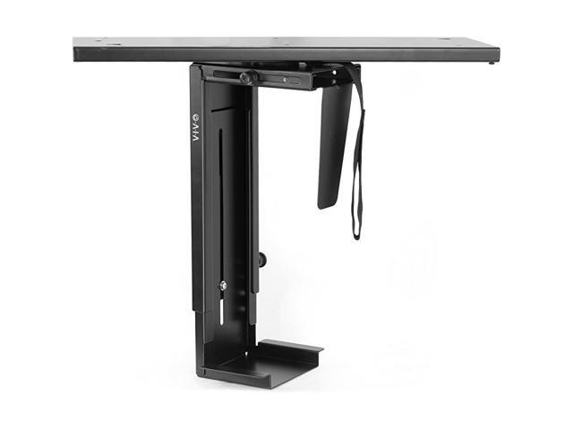 Adjustable UnderDesk Slider PC Mount Computer Case Holder with Pullout Slide Track and 360 Degree Swivel Black MOUNTPC01D