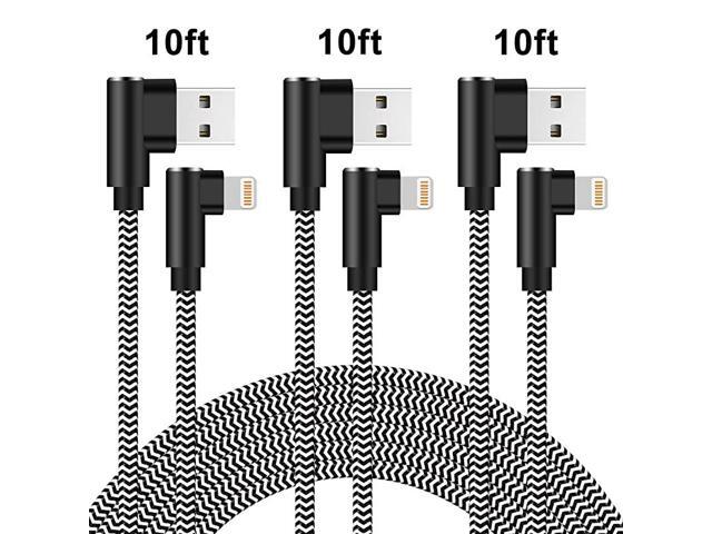 Degree iPhone Charger 10ft Lightning Cable Right Angle iPhone Cable 3 Pack QuickFast Charging Nylon Braided Charger Cord Compatible with iPhone 11