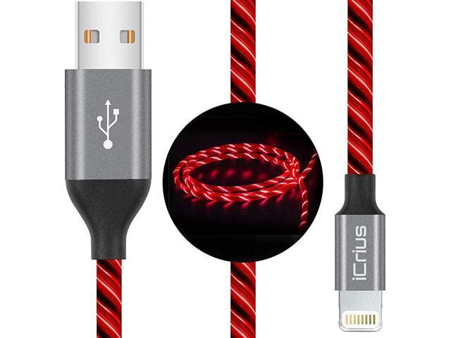 iPhone Charger Cable MFi Certified 6ft LED Light Up Visible Flowing Lightning Charger Charging Cord Compatible with iPhone11 PlusXSXRX 8 Plus 87