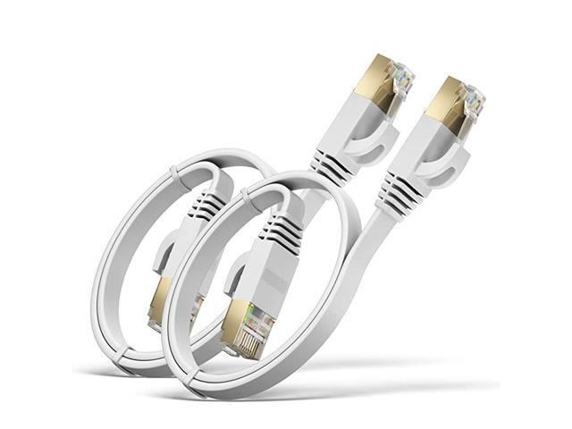 Ethernet Cable 10 Ft 2 Pack Flat Internet Network Computer Patch Cord Network Durable High Speed RJ45 LAN Wire for Router Modem Gaming Hub White 10