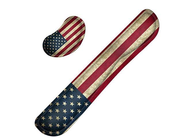 Gaming Keyboard Wrist Pad Mouse Wrist Rest Cushion Support Combo Set Durable Ergonomic Anti Slip NonSlip Base USA Flag