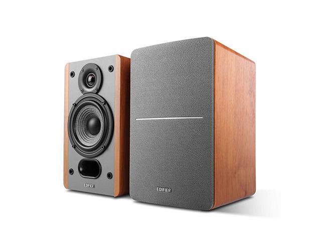 P12 Passive Bookshelf Speakers 2Way Speakers with Builtin WallMount Bracket Wood Color Pair Needs Amplifier or Receiver to Operate