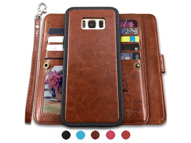 Galaxy S8 Plus CasesMagnetic Detachable Lanyard Wallet Case with 8 Card Slots+1 Photo WindowKickstand for Galaxy S8 Plus62 inch 2 in 1 Premium